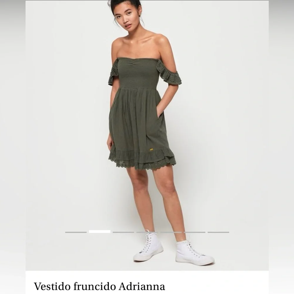 Superdry Green Off-Shoulder Sundress
